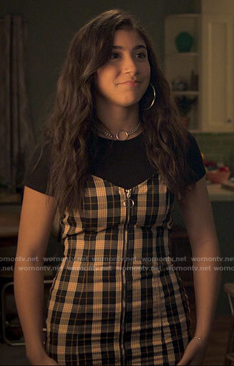 Pilar's plaid zip front dress on Love Victor