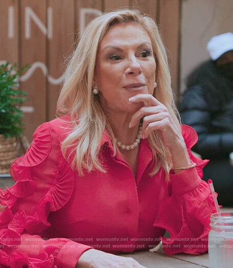 Ramona's pink ruffle sleeve dress on The Real Housewives of New York City