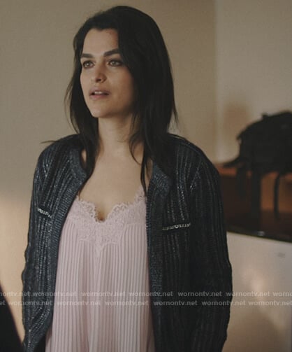 Samara's pink lace trim cami and jacket on Queen of the South