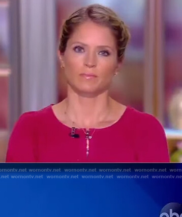 Sara's pink zip front romper on The View