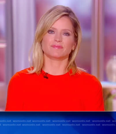 Sara's red tie waist dress on The View