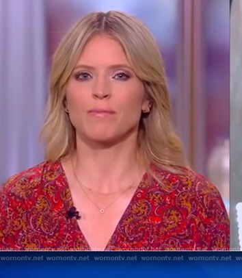 Sara's red paisley print dress on The View
