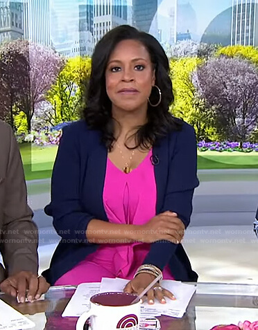Sheinelle's pink tie front jumpsuit on Today