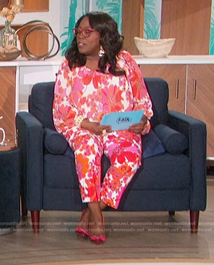 Sheryl's floral print blouse and pants on The Talk