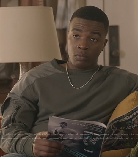 Spencer's gray utility sweatshirt on All American