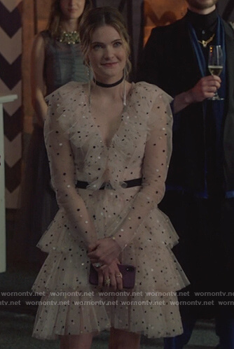 Sutton's tulle dotted mini dress on The Bold Type