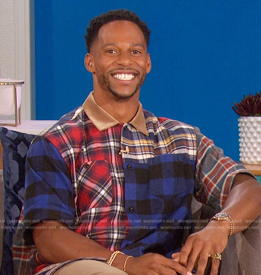 Victor Cruz's mixed plaid shirt on The Talk