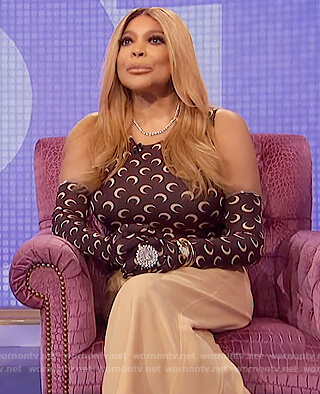 Wendy's brown moon crescent tank and gloves on The Wendy Williams Show