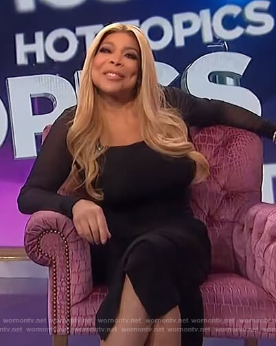 Wendy's black square neck mesh dress on The Wendy Williams Show