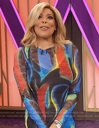 Wendy's multicolored swirl print dress on The Wendy Williams Show