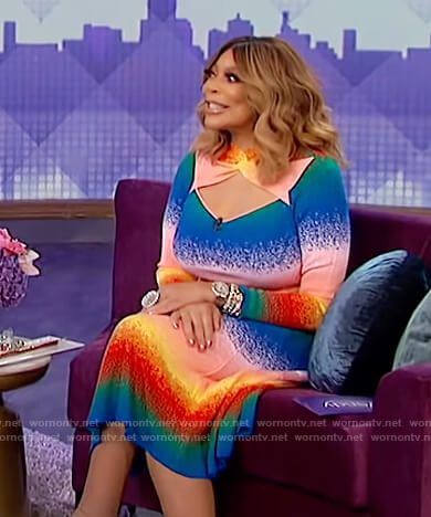 Wendy's rainbow stripe cut out dress on The Wendy Williams Show