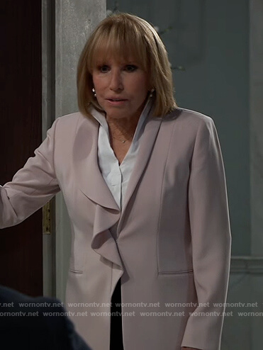 Monica's pink ruffle lapel blazer on General Hospital