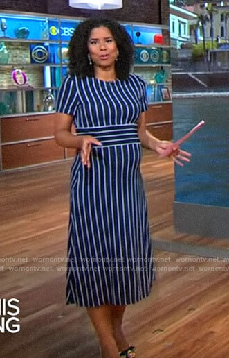 Adriana Diaz's navy striped dress on CBS This Morning