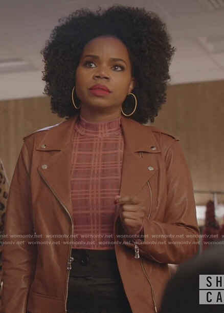 Amara's red plaid bodysuit on All American