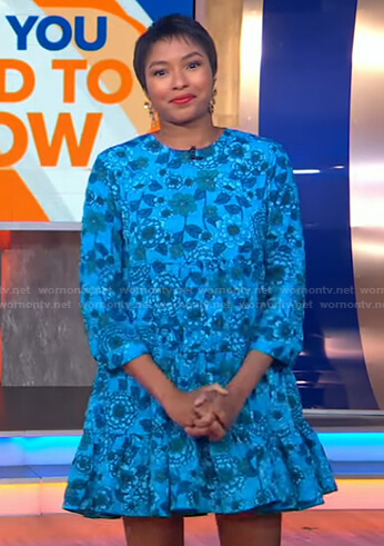 Alicia's blue floral mini dress on Good Morning America