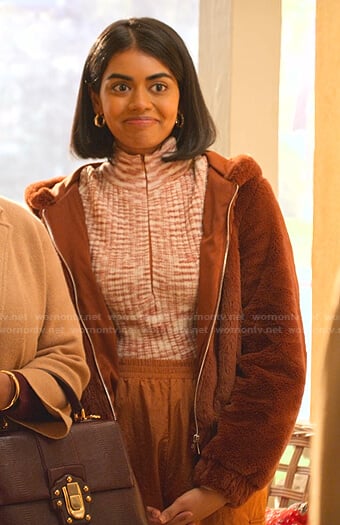 Aneesa's space dye half zip top on Never Have I Ever