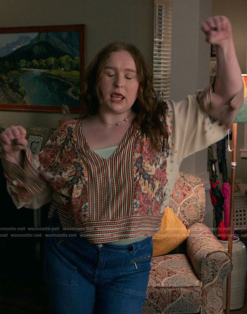 Ashlyn's floral v-neck blouse on High School Musical The Musical The Series