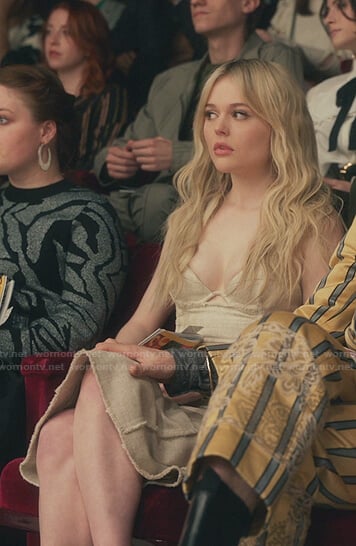 Audrey's beige midi dress on Gossip Girl
