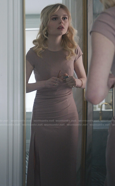 Audrey's pink short sleeve slit dress on Gossip Girl