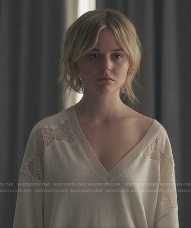 Audrey's white lace inset sweater on Gossip Girl