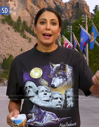 Cecilia's black Mount Rushmore print tee on Good Morning America