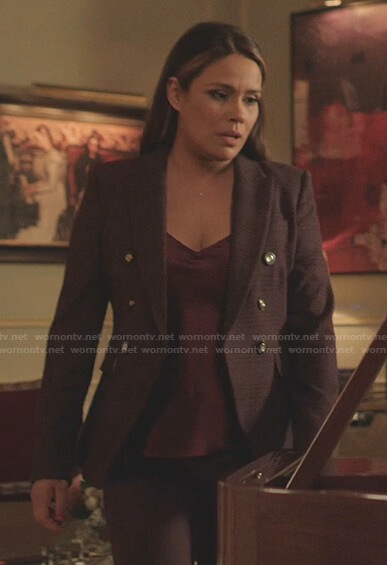 Cristal's burgundy plaid blazer on Dynasty