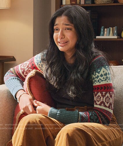 Devi's fair isle sweater on Never Have I Ever
