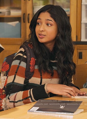 Devi's striped sweater on Never Have I Ever