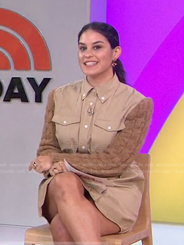 Donna's beige cable knit sleeve shirtdress on Today
