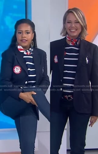 Sheinelle and Dylan's navy striped top and blazer on Today