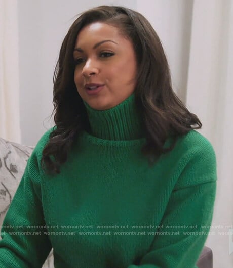 Ebony's green turtleneck sweater on The Real Housewives of New York City