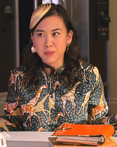 Eleanor’s giraffe print blouse on Never Have I Ever