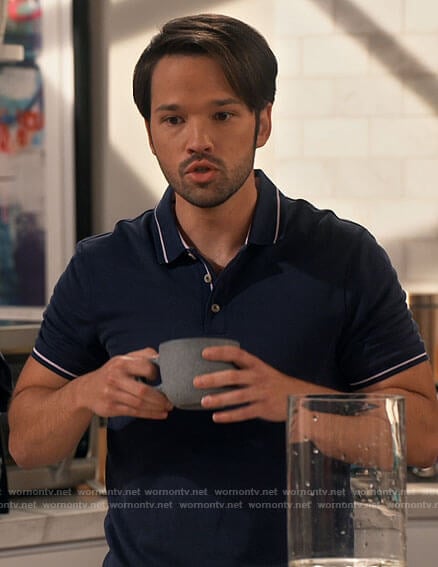 Freddie's blue stripe trim polo shirt on iCarly