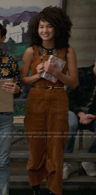 Gina's tan corduroy jumpsuit on High School Musical The Musical The Series