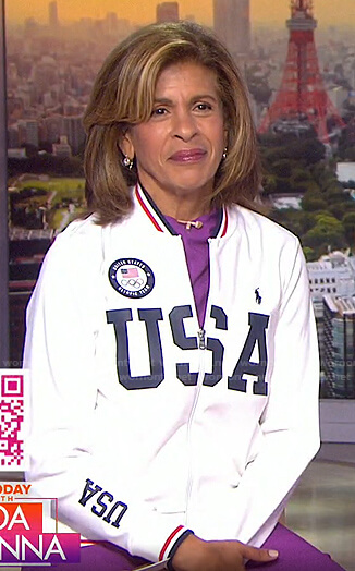 Hoda's white USA track jacket on Today