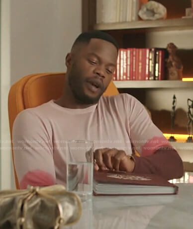Jeff's pink dip dye sweater on Dynasty