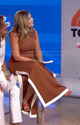 Jenna's brown sleeveless slit dress on Today