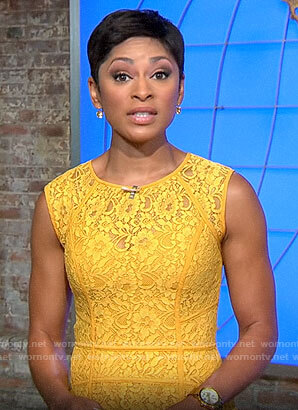 Jericka Duncan's yellow lace dress on CBS This Morning