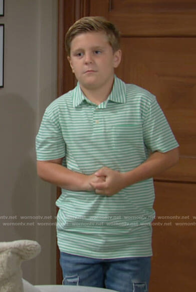 Johnny's green striped polo shirt on The Young and the Restless