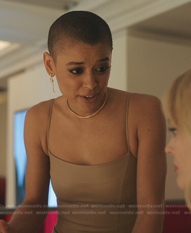Julien's beige leather mini dress on Gossip Girl
