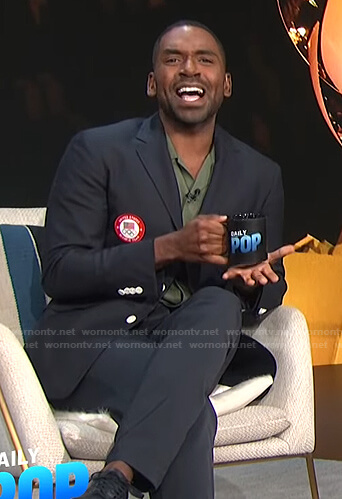 Justin's navy Olympic Team blazer on E! News Daily Pop