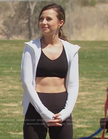 Katie's white track jacket on The Bachelorette