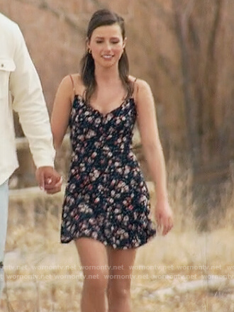 Katie's black floral print mini dress on The Bachelorette
