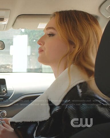 Kirby's black shearling collar coat on Dynasty