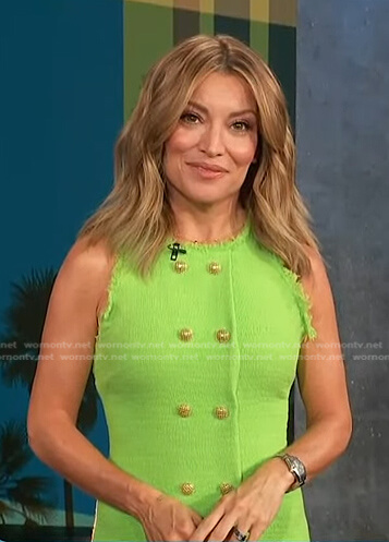 Kit's green sleeveless tweed dress on Access Hollywood