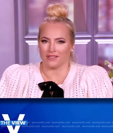 Meghan's white knit puff sleeve sweater on The View