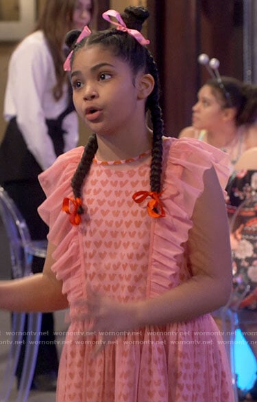 Millicent's pink heart dress with ruffles on iCarly