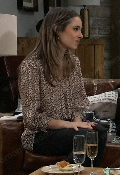 Molly's floral metallic blouse on General Hospital