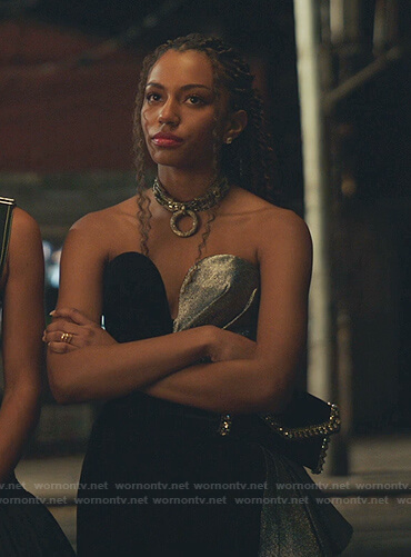 Monet's black and silver strapless dress on Gossip Girl