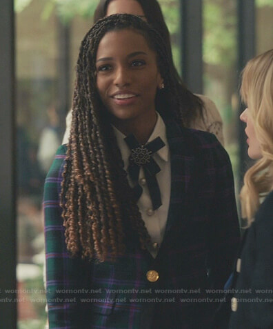 Monet's green and purple plaid blazer on Gossip Girl